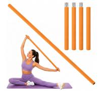 Joyibay Yoga Stick, 4-Section Detachable, 5 ft Total Length, Orange Yellow | Sturdy Stainless Steel Core, Non-Slip Foam, Stable Threaded Connection, Ideal for Straightening Stance, Multipurpose Use