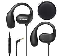 Joyico Wired Open Ear Headphones with Mic, Volume Control, Wrap Around Ear Hook & Case, Over Ear Earbuds for Running, On Ear Out of Ear Earphones Comfortable for Sensitive & Small Ears (3.5mm, Black)