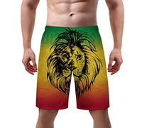 Joyidec Mens Flag Swim Trunks Quick Dry Swim Beach Shorts with Mesh Lining XS-3XL, Lion Jamaica Flag, XXL