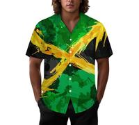 Joyidec Mens Hawaiian Shirt Casual Button Down Short Sleeve Tropical Beach Holiday Aloha Party Shirt for Men Funny, Jamaica Watercolor, XL