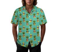 Joyidec Mens Hawaiian Shirt Casual Button Down Short Sleeve Tropical Beach Holiday Aloha Party Shirt for Men Funny, Funny Pineapple Banana, S