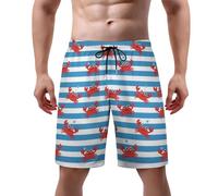 Joyidec Mens Swim Trunks Quick Dry Swim Beach Shorts with Mesh Lining Pockets, Funny Crab Striped, X-Large