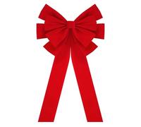 JOYIN 1 PC Extra Large Red Velvet Bow for Christmas, 35" x 18" Christmas Tree Bow Topper, Large Red Wreath Bow, Velvet Bows for Holiday Decoration, Outdoor Christmas Party Supplies