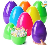 JOYIN 10" Jumbo Easter Eggs, 6PCS Bright Plastic Giant Eggs Empty Fillable for Easter Filling Treats Party Favor Hunt Classroom Prize Supplies Decoration