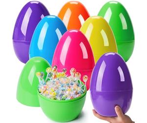 JOYIN 10" Jumbo Easter Eggs, 6PCS Bright Plastic Giant Eggs Empty Fillable for Easter Filling Treats Party Favor Hunt Classroom Prize Supplies Decoration