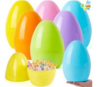 JOYIN 10" Jumbo Easter Eggs, 6PCS Pastel Plastic Giant Eggs Empty Fillable for Easter Filling Treats Party Favor Hunt Classroom Prize Supplies Decoration
