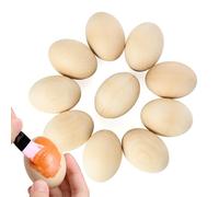 JOYIN 10 Pcs Easter Wooden Eggs, 6 CM Unpainted Wooden Eggs Set, Artificial Fake Eggs, Wooden Eggs Decorations Ornaments for Easter Egg Hunt, Home Decor, Easter Arts & Craft, Painting Activities