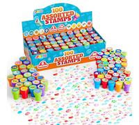 JOYIN 100 Piece Stamp Set Children Set, Self-Inking Animals Emoji Dinosaur Stampers, Halloween Party Favour, Gift for Children Birthday Party Gift