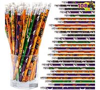JOYIN 108 PCS Halloween Pencil Assortment with Eraser in 12 Design, Assorted Colorful Wood Pencils Themed Stationery Pencil Set for Kids Gift Prize Party Favor Supplies
