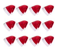 JOYIN 12.5 * 20inch 12 Pack Premium Santa Hats, Plush Red Velvet Christmas Hats with White Cuffs for Christmas Holiday Favors and Party Supplies