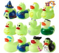 JOYIN 12 Glow-in-The-Dark Halloween Fancy Novelty Assorted Rubber Ducks for Fun Bath Squirt Squeaker Duckies, Halloween Themed Gifts, Halloween Party Supplies, Trick or Treat Presents