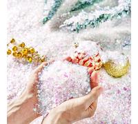 JOYIN 12 oz/320g Christmas Twinkles Snow, Plastic Artificial Snowflakes for Christmas Tree Decoration, Bling Snow Scenes, Xmas Party Favors Decor, Holiday Supplies, Winter Displays, Fake Snow Crafts