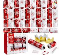 JOYIN 12 Pack Christmas Party Favor Non-Snap Red & White Snowflake Design Party Table Favors with Holiday Party Favor Supplies for Kids and Adults, Christmas Parties, Dinners and Holidays