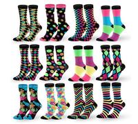 JOYIN 12 Pack Christmas Socks Women Colorful Funky Paint Splash Patterned Crew Socks Funky Paintspalsh & Color blocks for Christmas, Holiday or Birthday Gift