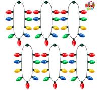 JOYIN 12 Packs Christmas LED Light Up Bulb Necklaces 9 Bulbs LED Necklaces Holiday Necklace Costume Accessories for Christmas Xmas Party Favor Party Supply