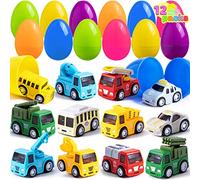 JOYIN 12 Packs Pre-Filled Easter Eggs with Cars for Boys, Easter Egg with Cars for Kids Easter Basket Stuffers Easter Egg Hunt Easter Goodie Bag Fillers Classroom Prize and Party Favors