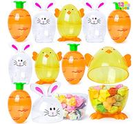 JOYIN 12 Pcs 3.95 Inches Easter Eggs Shell Bunny Shaped Novelty Easter Themed Characters for Easter Egg Hunt, Basket Stuffers Filler, Fillable Shells, Classroom Prize Supplies, Party Favor