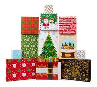 JOYIN 12 PCS Assorted present Box, 4 Size 12 Christmas Tone Pattern Designs Assorted Wrap set of boxes with Lids, Base and Gift Tag Stickers for Gift Wrapping, Present Wrap Decor