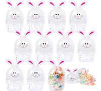JOYIN 12 Pcs Bunny Shaped Eggs, 3.7” Plastic Empty Eggs Fillable, Novelty White Plastic Rabbit Egg for Easter Eggs Hunt, Easter Themed Party, Basket Stuffers, Toys Filling Treats