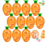 JOYIN 12 Pcs Carrot Shaped Easter Eggs, 3.7” Plastic Empty Eggs Fillable, Clear Bright Orange Plastic Carrot Egg for Easter Eggs Hunt, Easter Themed Party, Basket Stuffers, Toys Filling Treats