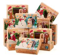 JOYIN 12 PCS Christmas Cookie Gift Baking Box 8.75" x 5.75" x 2.75" with Window Auto-Popup for Pastries, Cupcakes, Cookies, Brownies, Donuts Gift-Giving