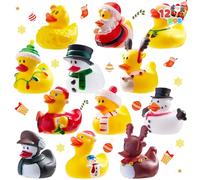 JOYIN 12 Pcs Christmas Rubber Duck Bath Toys for Christmas Goodie Bag Stuffers and Baby Showers, Girls and Toddlers Christmas Party Favor Xmas Gifts