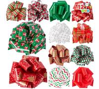 JOYIN 12 PCS Classic Christmas Pull Bows, 5" Wide Gift Bows for Wrapping Presents, Holiday Accessories for Kids, Xmas Party Supplies, Gift Box and Bag Decorations