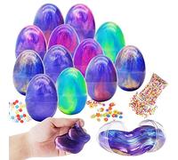 JOYIN 12 PCs Filled Easter Eggs with Mini Glitter Putty Slime, Bright Colorful Easter Eggs Prefilled with Various Ultimate Silly Slime for Kids