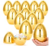JOYIN 12 Pcs Jumbo Gold Easter Eggs, 6 Inches Metallic Giant Plastic Eggs Fillable for Easter Themed Hunt Basket Stuffers Fillers Filling Treats Party Favor Classroom Prize Supplies