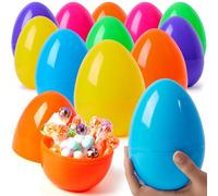 JOYIN 12 Pcs Jumbo Plastic Easter Eggs, 6 Inches Colorful Giant Eggs Fillable for Easter Themed Hunt Basket Stuffers Fillers Filling Treats Party Favor Classroom Prize Supplies