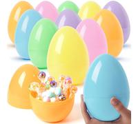 JOYIN 12 Pcs Large Pastel Easter Eggs, 6 Inches Jumbo Plastic Eggs Fillable for Easter Themed Hunt Colorful Basket Stuffers Fillers Filling Treats Party Favor Classroom Prize Supplies