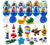 JOYIN 12 Pcs Pre-Filled Easter Eggs with Cute Characters Building Blocks for Kids' Gift, Hunt, Basket Stuffers/Fillers, Party Favor, Classroom Prize Supplies