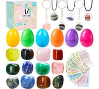 JOYIN 12 Pcs Prefilled Easter Eggs with Gemstones for Boys Girls Easter Gift, Crystal & Rock Eggs Kids Easter Egg Hunt, Easter Basket Stuffers Fillers, Easter Party Favors Decorations, Classroom Prize