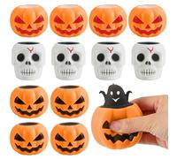 JOYIN 12 Pieces Halloween Squeeze Toys, Pumpkin Skeleton Squeeze Toys for Halloween Party, Gift Bag Filler, Cute Squeeze Ghost Toy, Stress Relief, Anxiety for Kids, Gift