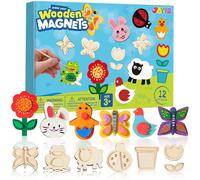 JOYIN 12 Wooden Magnet Creativity Arts & Crafts Painting Kit for Kids, Decorate Your Own Painting Gift for Boys Girls Age 3-12 Year Old,Birthday Parties and Family Crafts, Presents