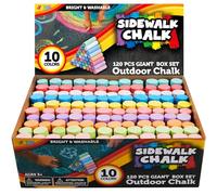 JOYIN 120 Pack Washable Sidewalk Chalk Set in 10 Colors for Kids, Giant BoPavement Chalk for Indoor Outdoor Blackboard Garden Art Drawing Painting