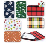 JOYIN 12PCS Gift Card Holder Boxes Christmas, 4.33” x 2.6” x 0.6” Tins Money Cash Holders Unique for Xmas Holiday Birthday Present Decor, Party Favors, Silver Coin Boxes with Lids in 6 Designs