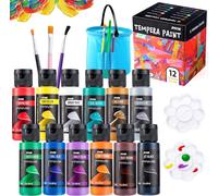 JOYIN 12PCS Washable Kids Tempera Paint Set (2 oz Each), Liquid Poster Paint wi
