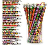 JOYIN 144 Pack Halloween Pencils with Eraser, 12 Design Halloween Stationery Set for Kids Gift Prize, Wooden Drawing Pencils, Halloween Party Favor Supplies, Trick or Treat Goodies Bags Filler