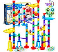 JOYIN 150 Pcs Marble Run Premium Set, Construction Building Blocks Toys, STEM Learning Toy, Educational Building Block Toy(100 Translucent Plastic Pieces + 50 Glass Marbles)