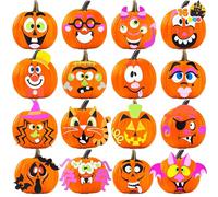 JOYIN 16 Packs Halloween Pumpkin Stickers Foam Craft Kit, Halloween Party Favors for Kids, Party Supplies Arts Activities, Funny Pumpkin Decorating Stickers, Jack O Lantern Stickers School Games Gifts
