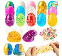 JOYIN 16 Packs Prefilled Easter Eggs With Crystal, Slime and Confetti Accessories for Kids Party Favors, Stress Relief, Basket Stuffers and Hunt Supplies