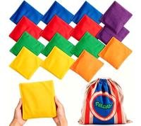JOYIN 16 Pcs Bean Bags Kids Throwing(12 x 12cm), Durable Nylon Bean Bags | Includes 15 Bean Bag and a Carry Bag, for Outdoor Family Games Kids Toys Hand Toss Games Boys Girls Party Games Sports Day