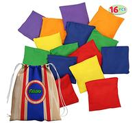 JOYIN 16 Pcs Bean Bags Kids Throwing(4.7” x 4.7”),Durable Nylon Bean Bags,Includes 15 Bean Bag and a Carry Bag,for Outdoor Family Games Kids Toys Hand Toss Games Boys Girls Party Games