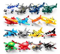 JOYIN 16 Pcs Pull Back Airplane Toys, Boys Plane Playset, Aircraft Incl Helicopter, Fighter, Bomber, Biplane Model, Gifts for Toddler Kids 3+ Years Old, Kids Presents, Treasure Box Toys for Classroom