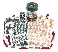 JOYIN 164 Pcs Military Soldier Playset Army Men Action Figures Battle Group, Deluxe Plastic Military Playset Soldiers Bucket With Aircrafts, Helicopters, Tanks and Other Accessories