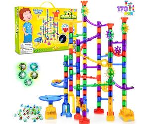 JOYIN 170Pcs Glowing Marble Run, Construction Building Blocks Toys with 5 Glow in The Dark Glass Marbles, STEM Educational Building Block Toy, Birthday Gifts, Easter Basket Stuffer