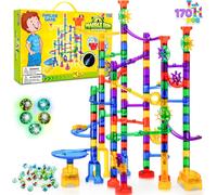JOYIN 170Pcs Glowing Marble Run, Construction Building Blocks Toys with 5 Glow in The Dark Glass Marbles, STEM Educational Building Block Toy, Birthday Gifts, Easter Basket Stuffer