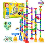 JOYIN 170Pcs Marble Run Premium Toy Set, Construction Building Blocks Toys, STEM Educational Building Block Toy(120 Plastic Pieces + 50 Glass Marbles)