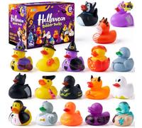 JOYIN 18 Pieces Halloween Fancy Novelty Assorted Rubber Ducks Variety for Fun Bath Squirt Squeaker Duckies , Toy, School Classroom Prizes Ducky, Trick or Treat Fillers and Party Favors.